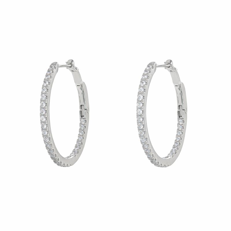 Cubic Zirconia Oval Hoop Earrings