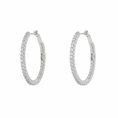 Cubic Zirconia Oval Hoop Earrings
