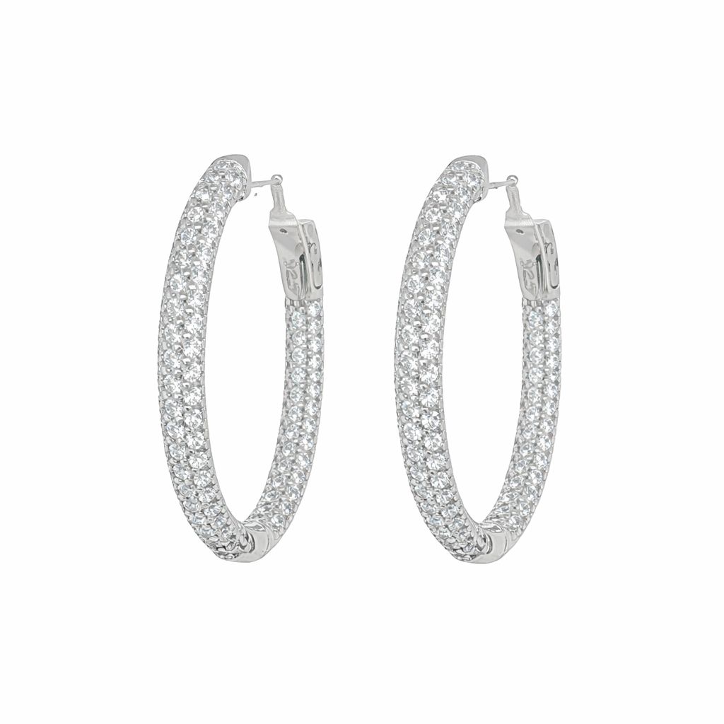 Cubic Zirconia Oval Hoop Earrings