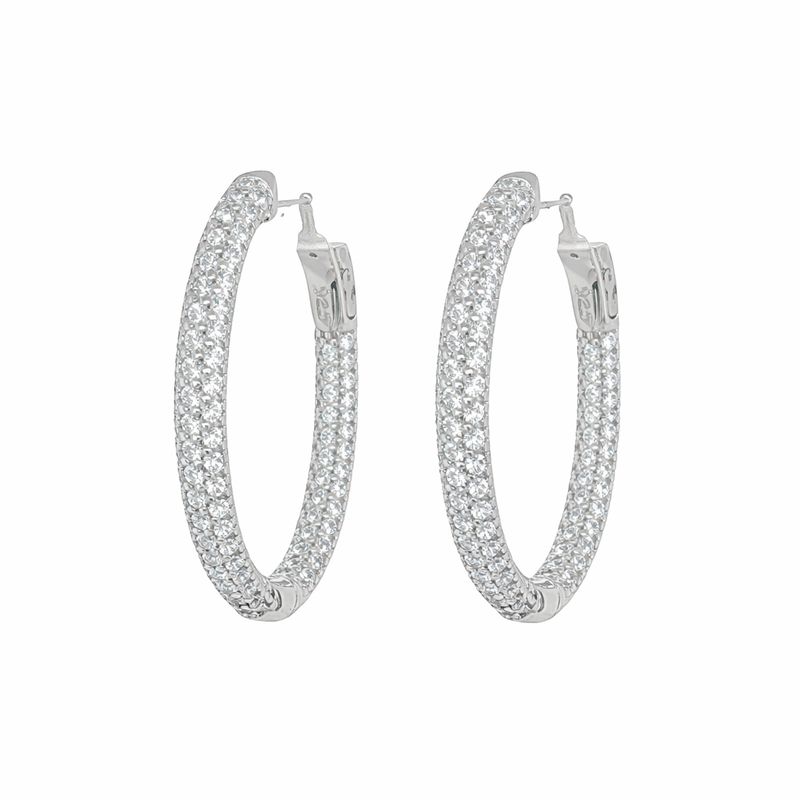 Cubic Zirconia Oval Hoop Earrings