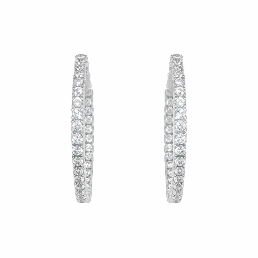 Cubic Zirconia Oval Hoop Earrings