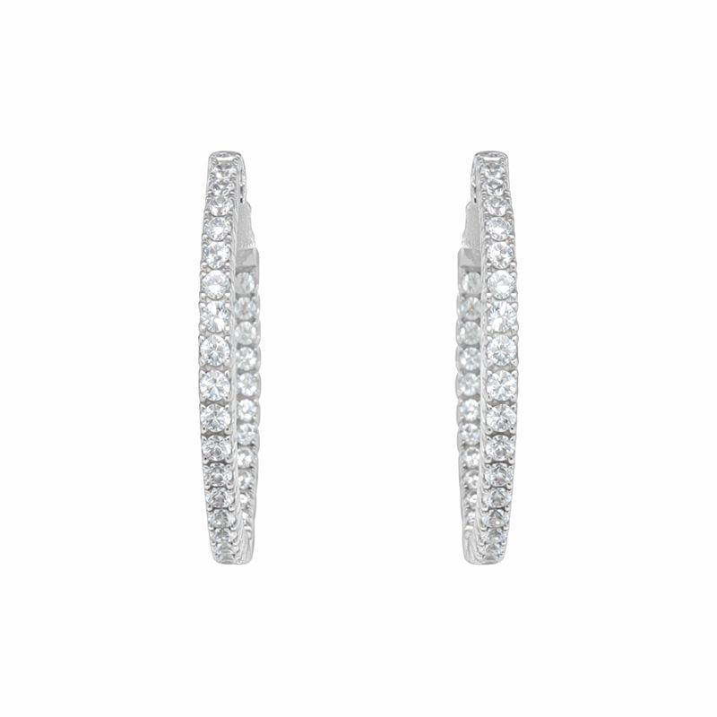 Cubic Zirconia Oval Hoop Earrings