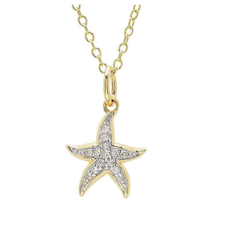 Vermeil White Sapphire Starfish Necklace