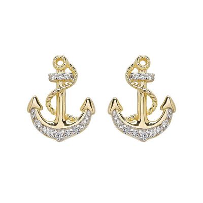Vermeil White Sapphire Anchor Earrings