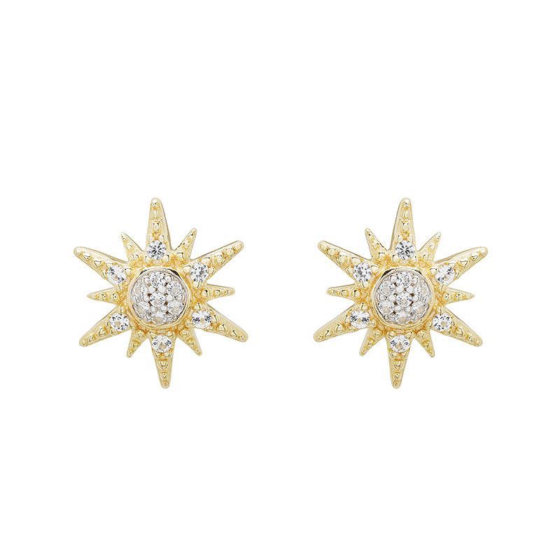 Vermeil White Sapphire Sun Earrings