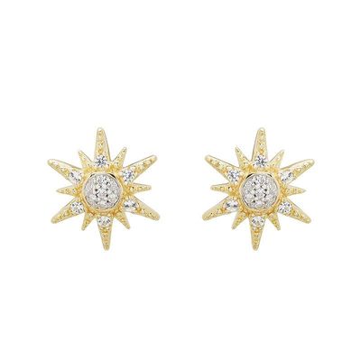 Vermeil White Sapphire Sun Earrings