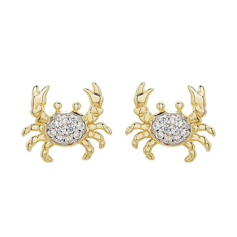 Vermeil White Sapphire Crab Earrings