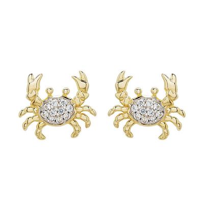 Vermeil White Sapphire Crab Earrings