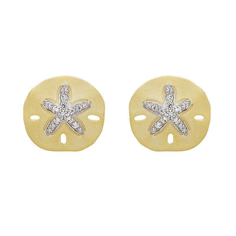Vermeil White Sapphire Sand Dollar Earrings