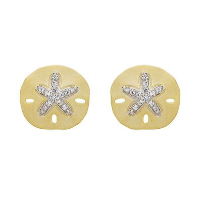 Vermeil White Sapphire Sand Dollar Earrings