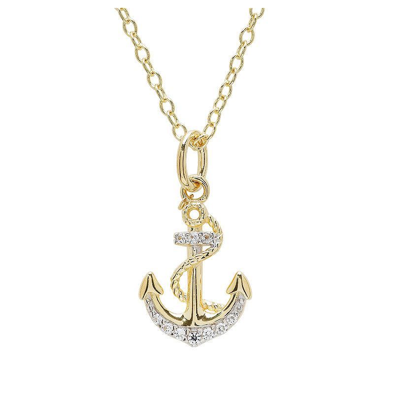 Vermeil White Sapphire Anchor Necklace