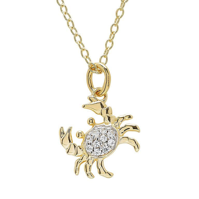 Vermeil White Sapphire Crab Necklace