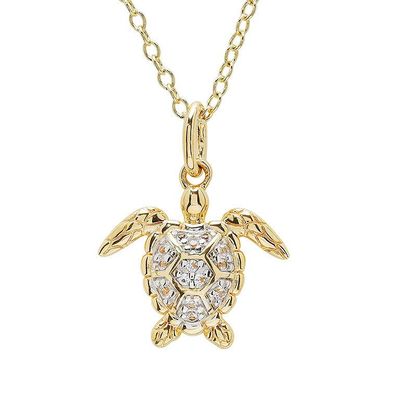 Vermeil White Sapphire Turtle Necklace