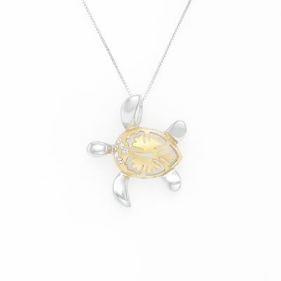 Cubic Zirconia Turtle Pendant