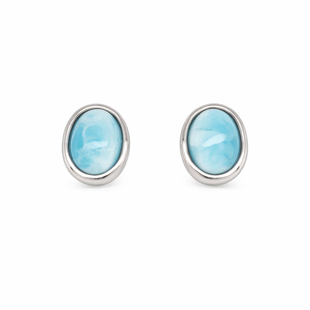 Larimar Oval Post Earrings