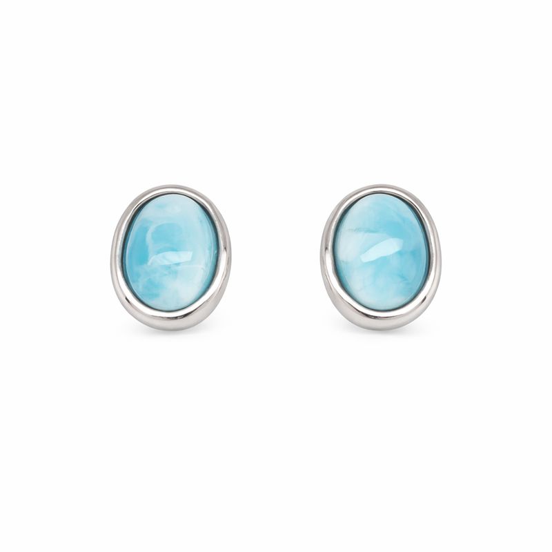 Larimar Oval Post Earrings