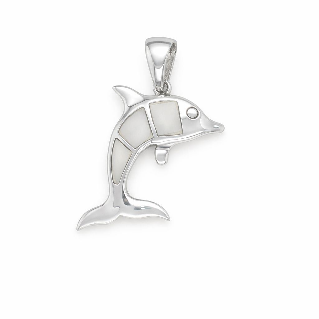 Sterling Silver Mother Of Pearl Dolphin Pendant