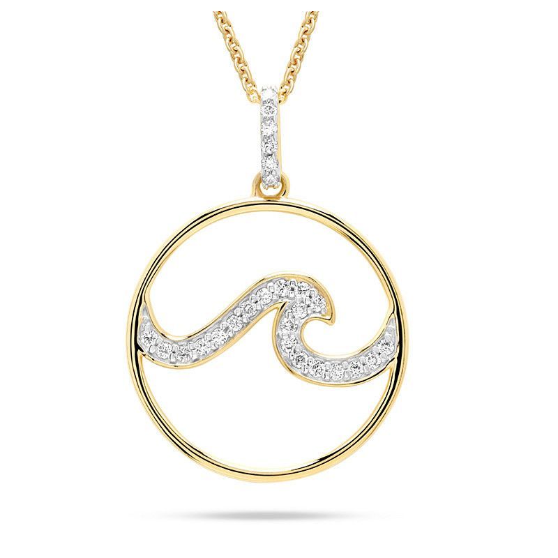 14kt Gold Lab Diamond Wave Necklace