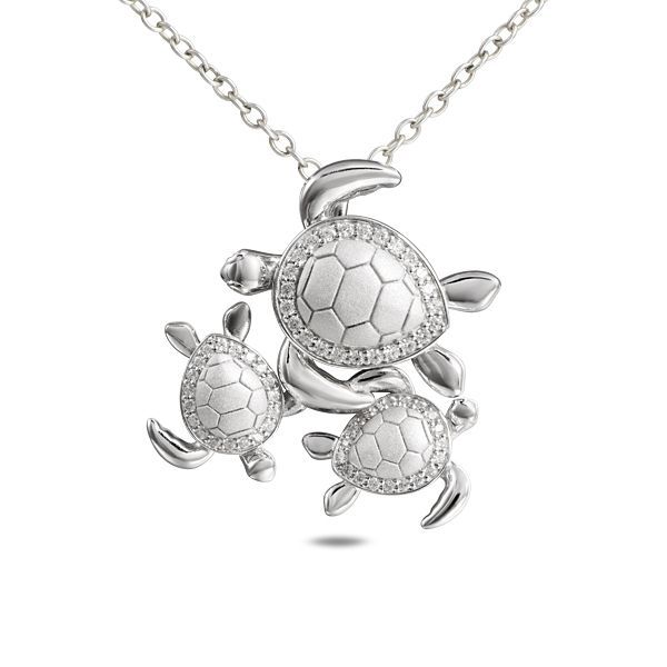 Mom & Babies Turtle Necklace