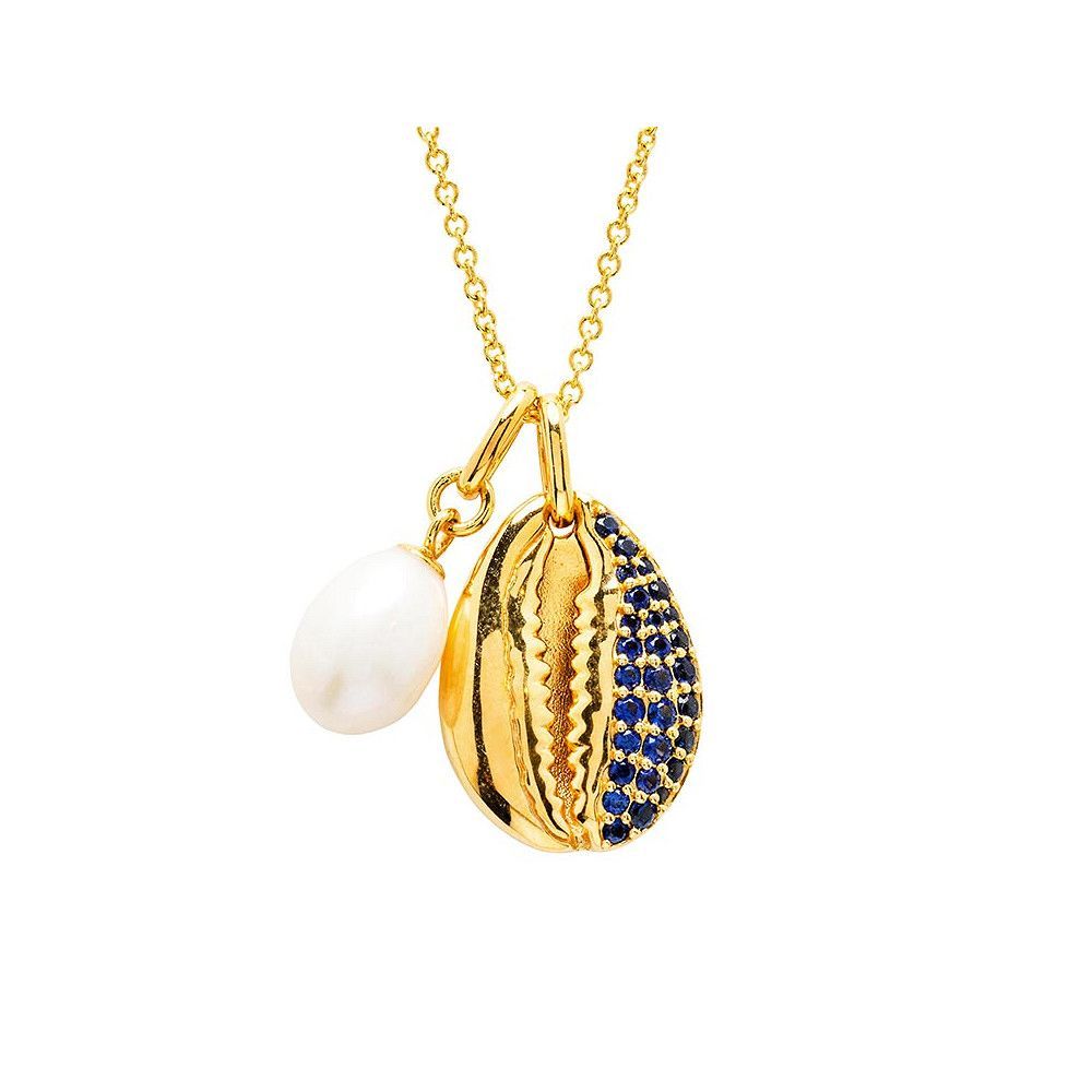 14kt Gold Vermeil Blue Lab Sapphire Necklace