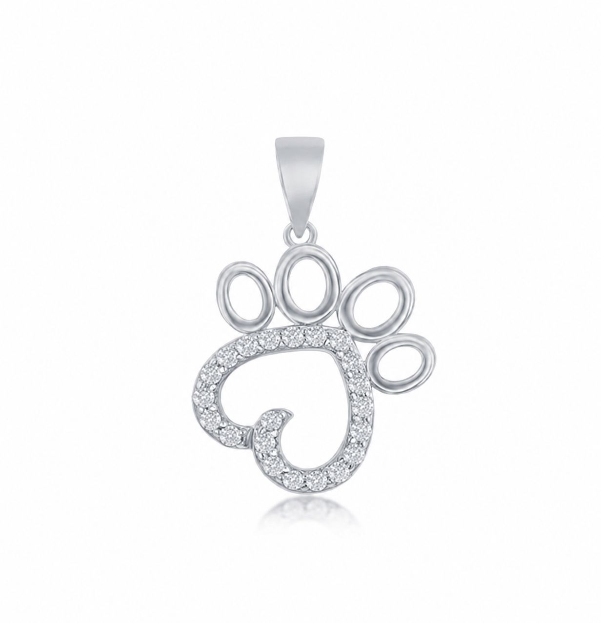 Cubic Zirconia Paw Print Pendant