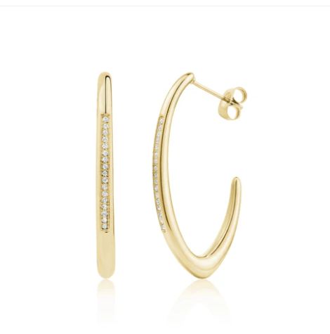 Pave Curve Hoop Earrings Pave Curve Hoop Earrings