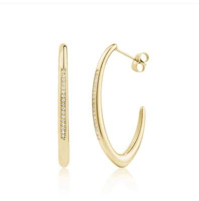 Pave Curve Hoop Earrings Pave Curve Hoop Earrings