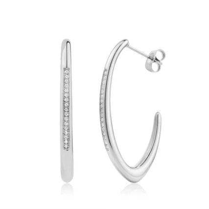 Pave Curve Hoop Earrings Pave Curve Hoop Earrings