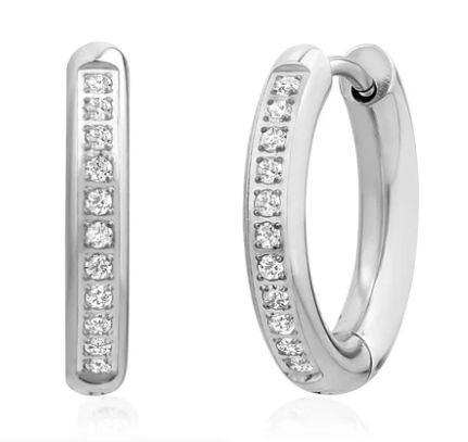 Channel Cubic Zirconia Hoops Channel Cubic Zirconia Hoops
