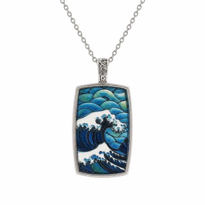 Stainless Steel Enamel Wave Necklace