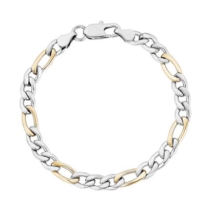 Figaro Two Tone Bracelet 8-1/2"