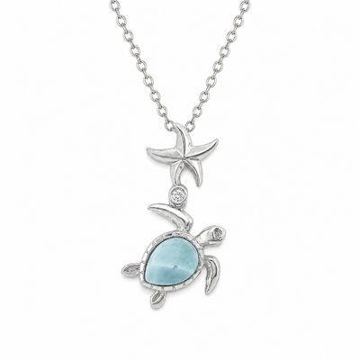 Larimar Turtle And Starfish Necklace Larimar Turtle And Starfish Necklace