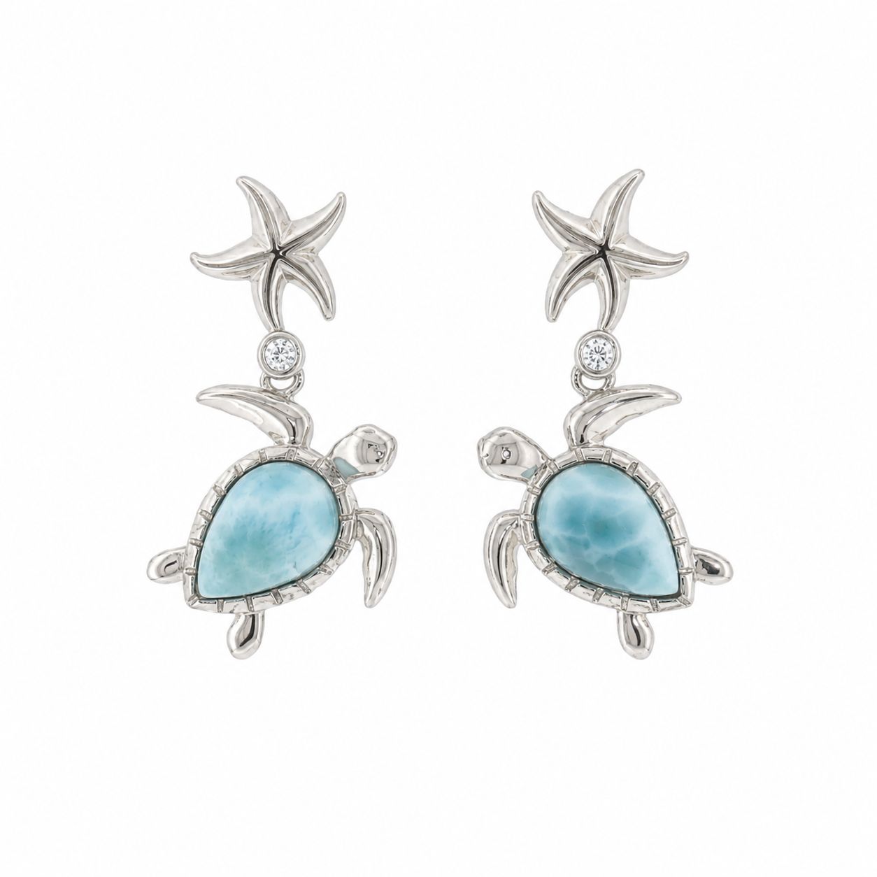 Larimar Turtle and Starfish Earrings Larimar Turtle and Starfish Earrings