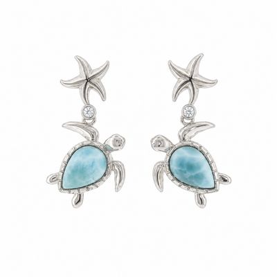 Larimar Turtle and Starfish Earrings Larimar Turtle and Starfish Earrings