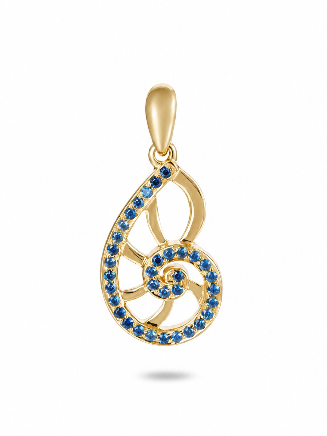 14kt Gold & Lab Grown Sapphire Nautilus Pendant 14kt Gold & Lab Grown Sapphire Nautilus Pendant