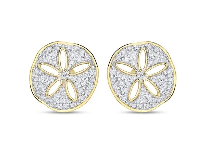 14kt Gold And Diamond Sand Dollar Earrings