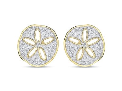 14kt Gold And Diamond Sand Dollar Earrings