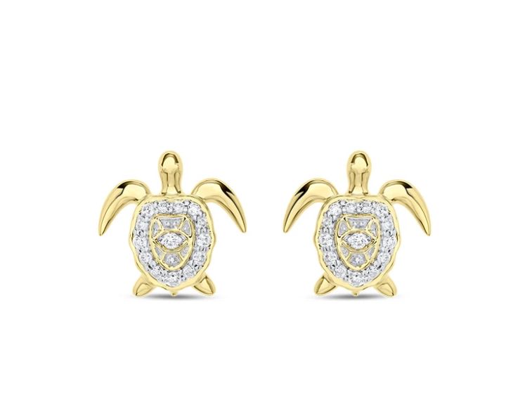 14kt Gold And Diamond Turtle Earrings 14kt Gold And Diamond Turtle Earrings