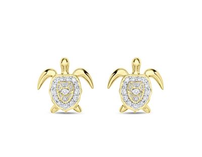 14kt Gold And Diamond Turtle Earrings
