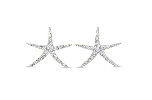 14kt Gold And Diamond Starfish Earrings