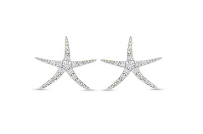 14kt Gold And Diamond Starfish Earrings 14kt Gold And Diamond Starfish Earrings