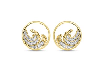 14kt Gold And Diamond Wave Earrings 14kt Gold And Diamond Wave Earrings