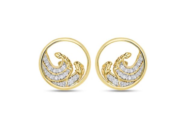 14kt Gold And Diamond Wave Earrings 14kt Gold And Diamond Wave Earrings