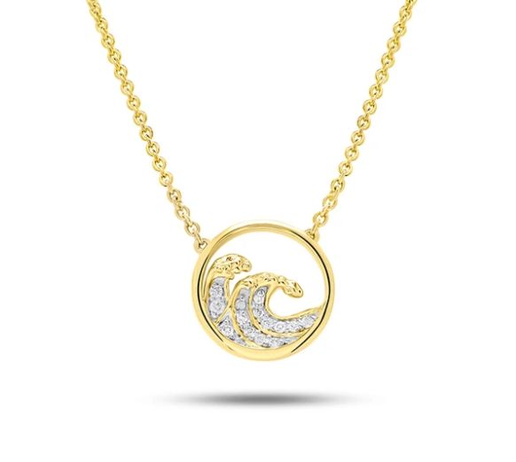 14kt Gold And Diamond Wave Necklace 14kt Gold And Diamond Wave Necklace