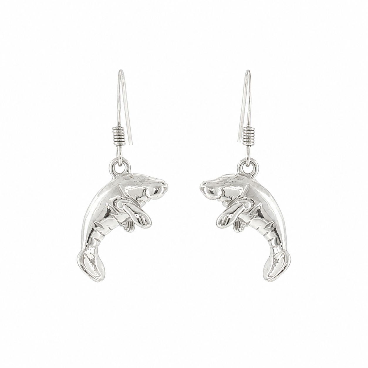 Sterling Silver Manatee Dangle Earrings Sterling Silver Manatee Dangle Earrings