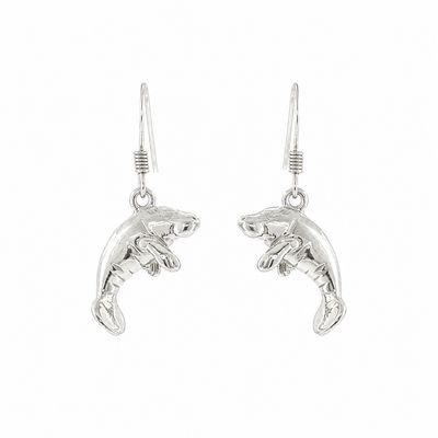 Sterling Silver Manatee Dangle Earrings Sterling Silver Manatee Dangle Earrings