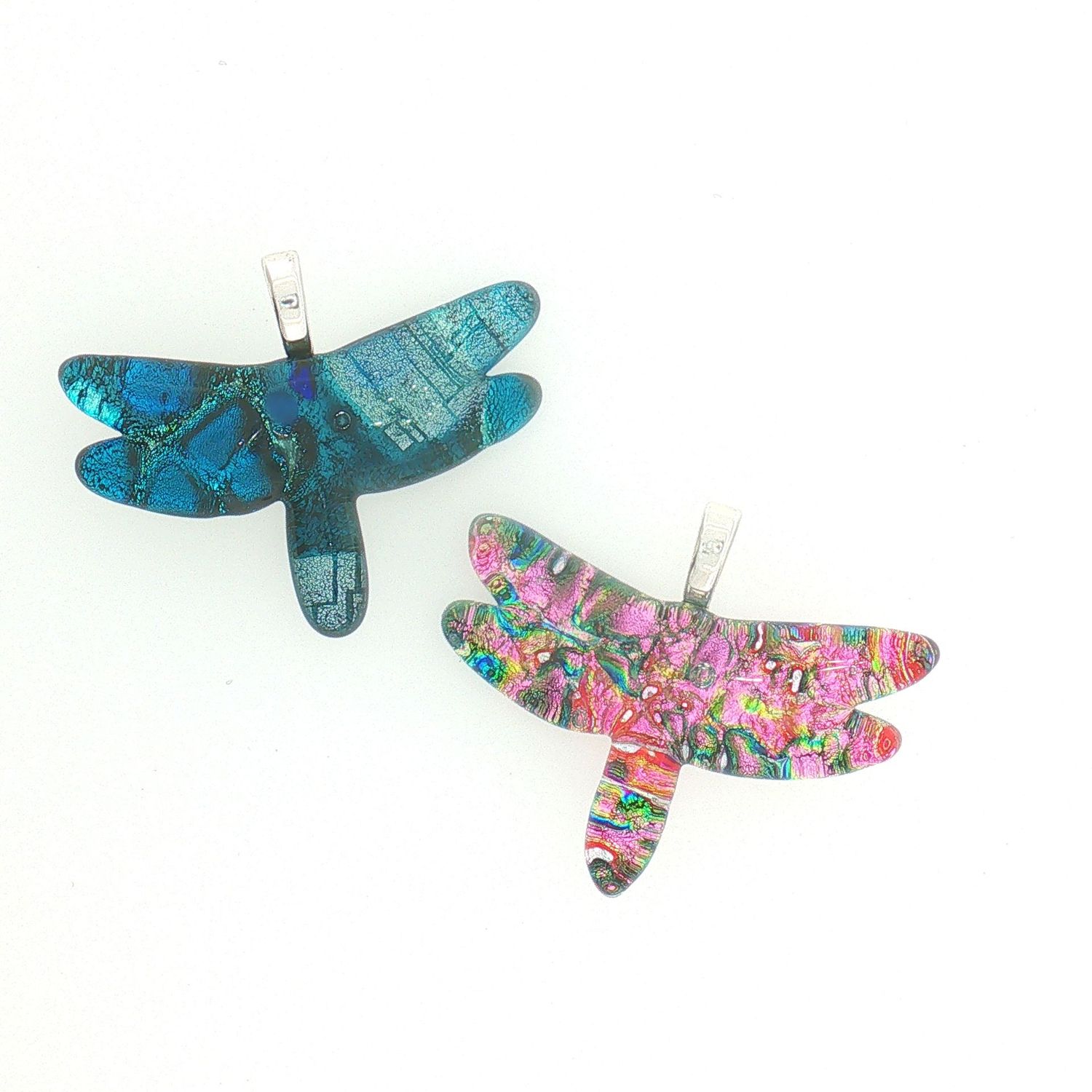 Dichroic Glass Dragonfly Pendants