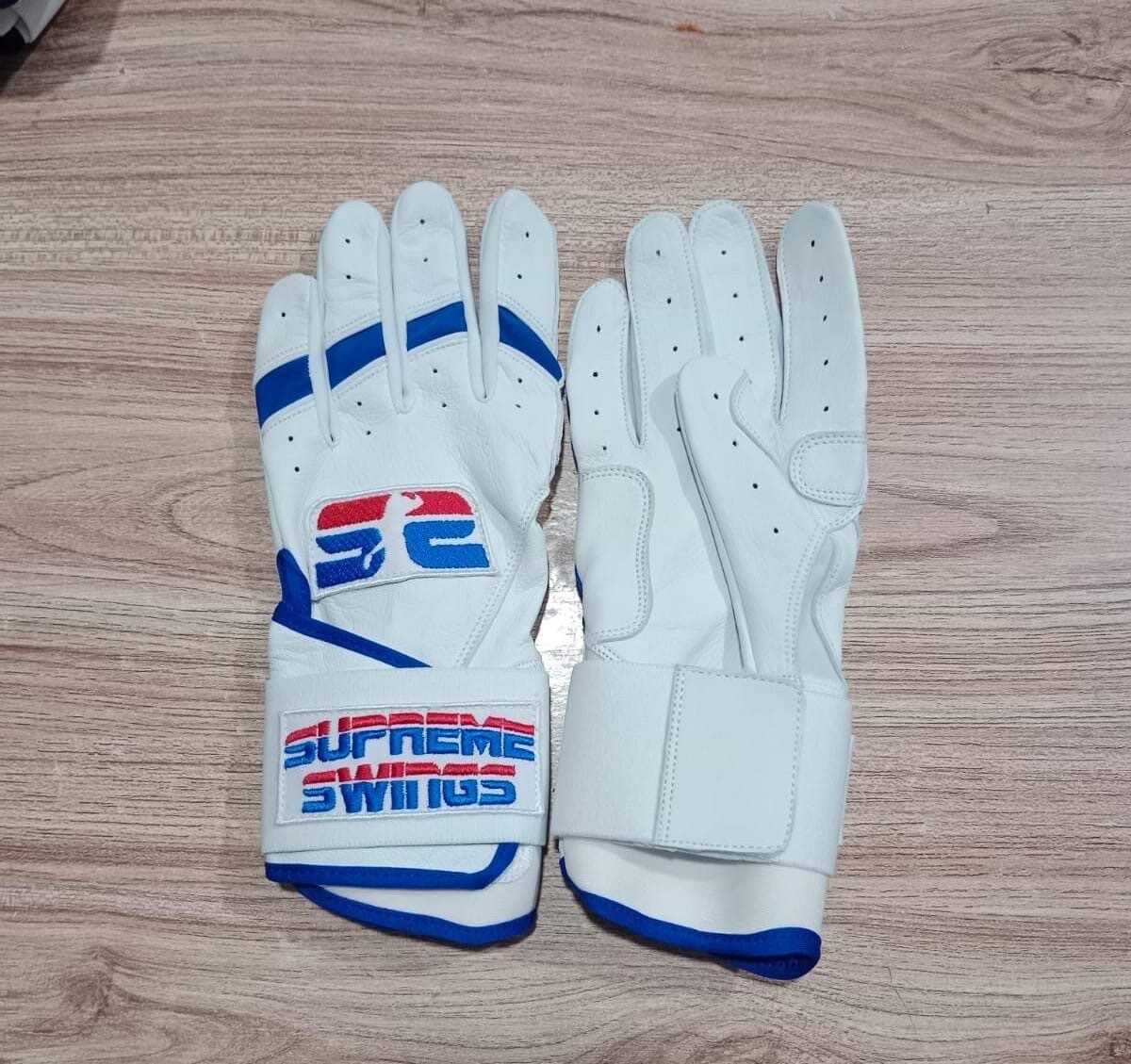 White and Royal Alternate Art Batting Gloves