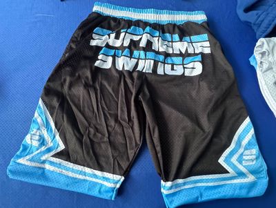 Black and Sky Blue Supreme Swings Shorts