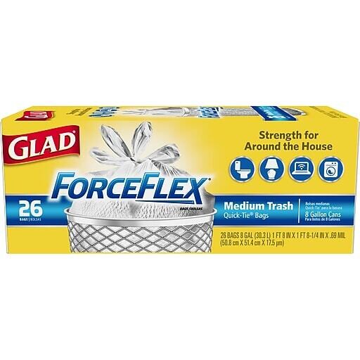 Glad ForceFlex Medium 8 Gallon, 26ct